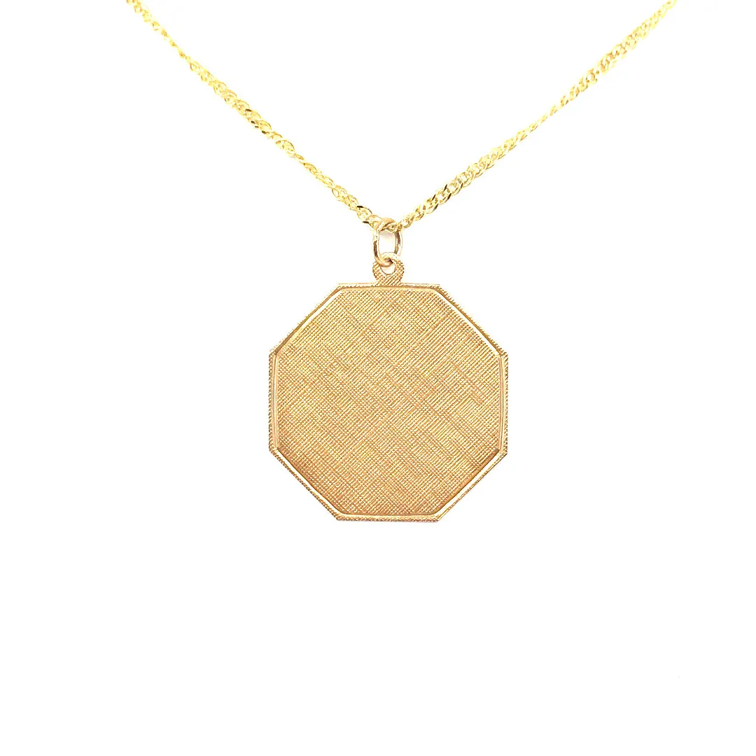 14K Gold Octagon Pendant