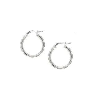 14k White Gold 3/4 Inch Round Brushed Hoop Earring