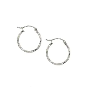 14k White Gold 3/4 Inch Round Hoop Earring