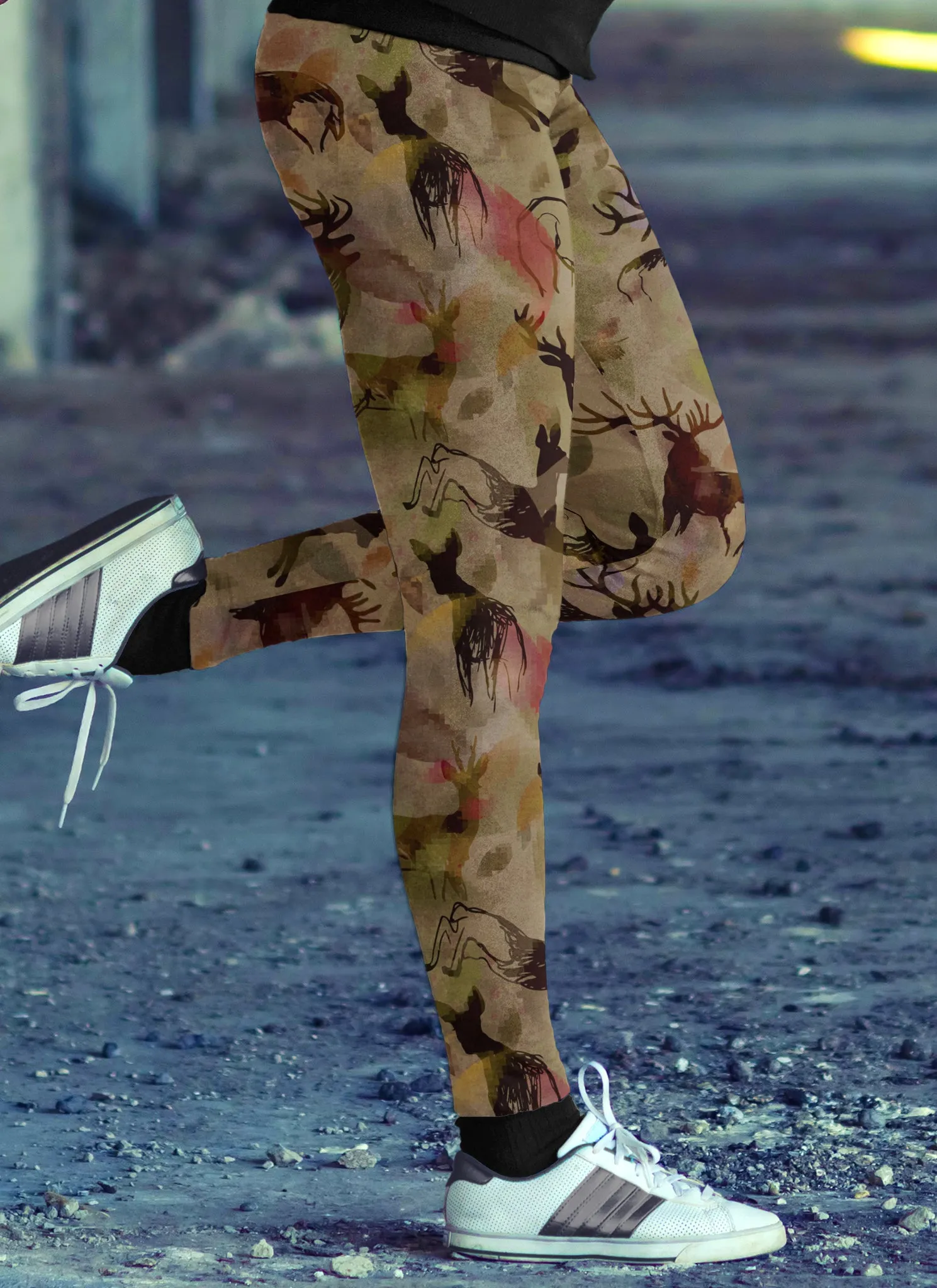 Abstract Deer Leggings