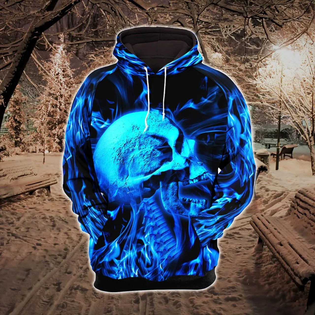 Blue Abstract Skeleton Combo Hoodie and Leggings