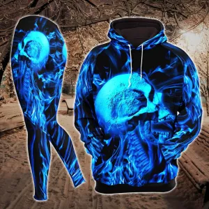 Blue Abstract Skeleton Combo Hoodie and Leggings