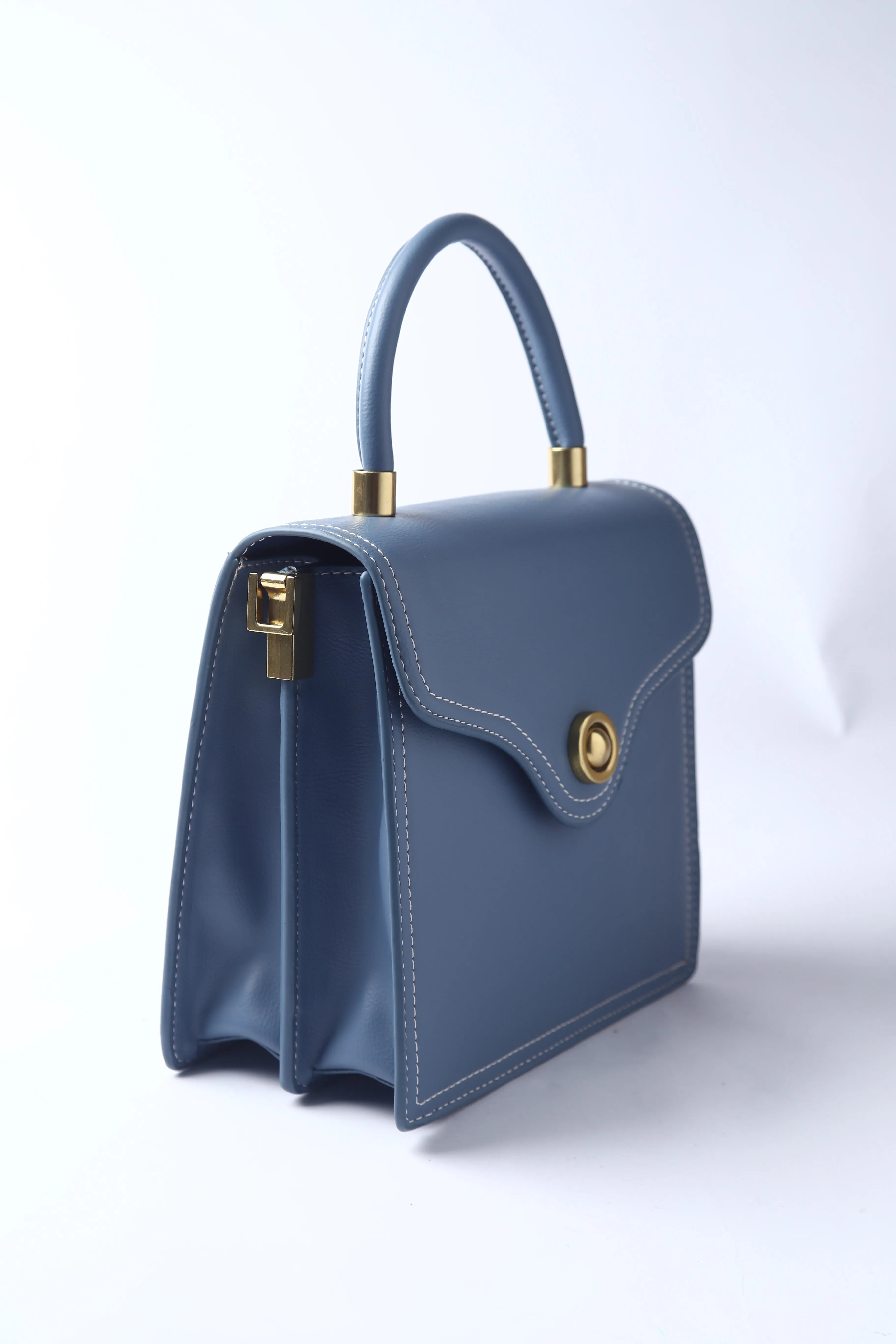 Blue PU Vegan Materials Handheld Bag