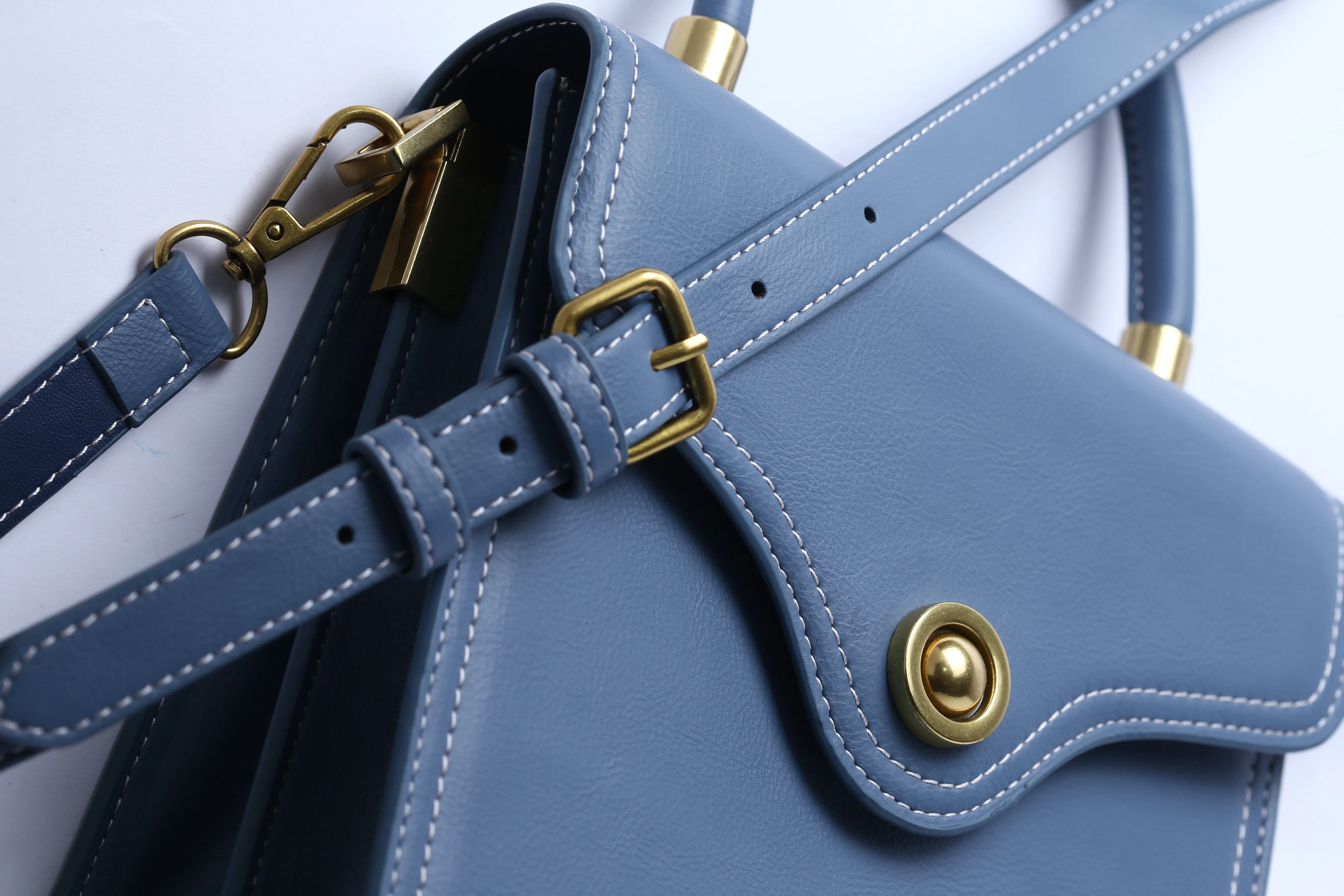 Blue PU Vegan Materials Handheld Bag