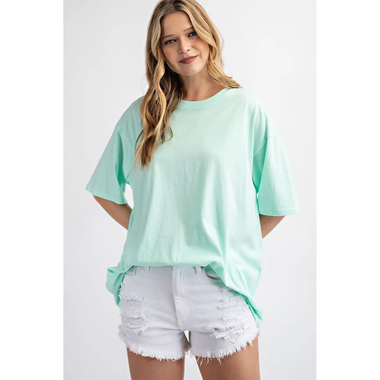 Bodacious Washed Cotton Round Neckline Top