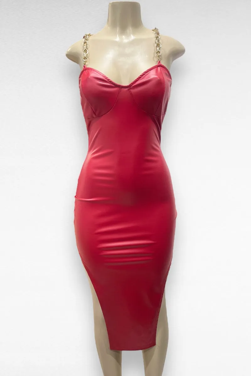Bodycon Chain Straps Slit Open Dress