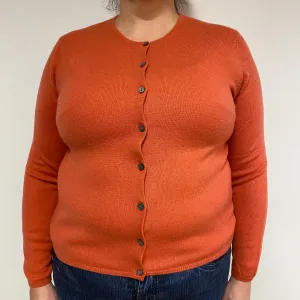 Burnt Orange Cashmere Crew Neck  Cardigan X Large
