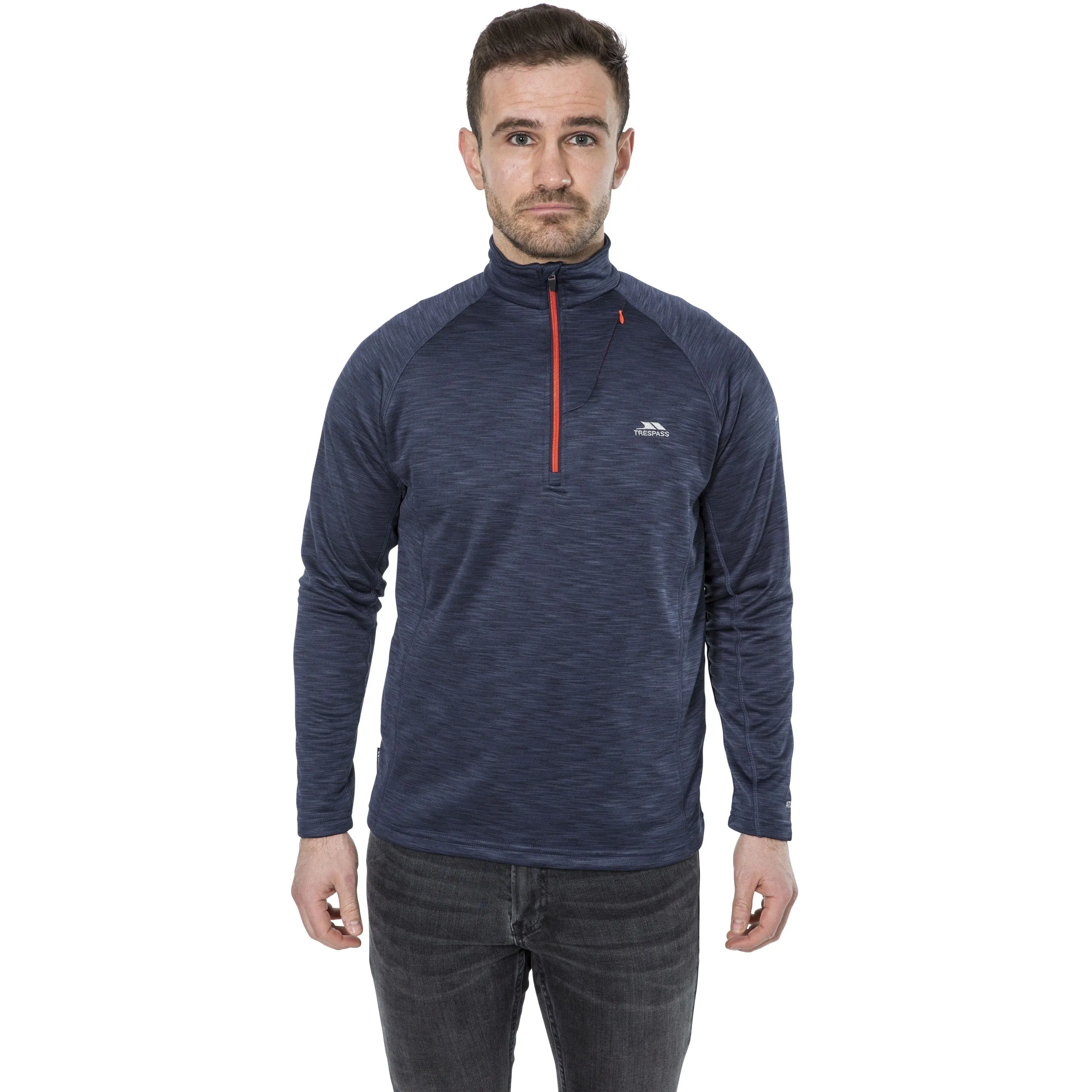 Collins Mens Half Zip Fleece Jumper in Navy Marl