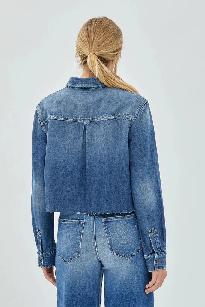 Crop Denim Shirt-143S-MD