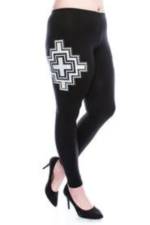 Cross Embellished Leggings w Stones