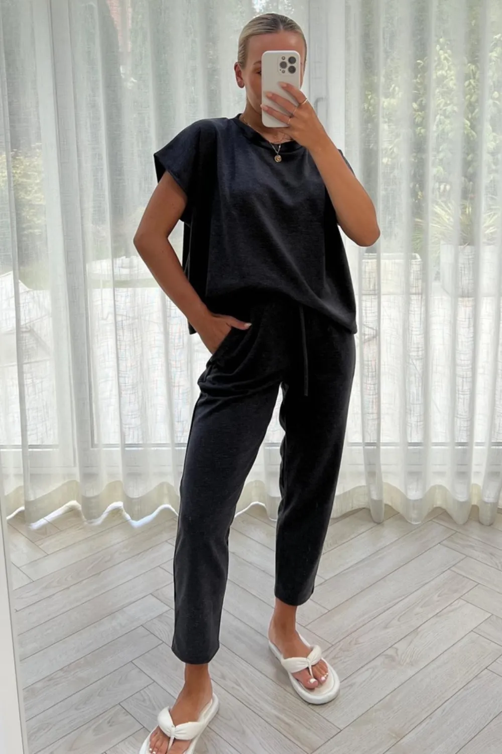 Danni charcoal box top coord