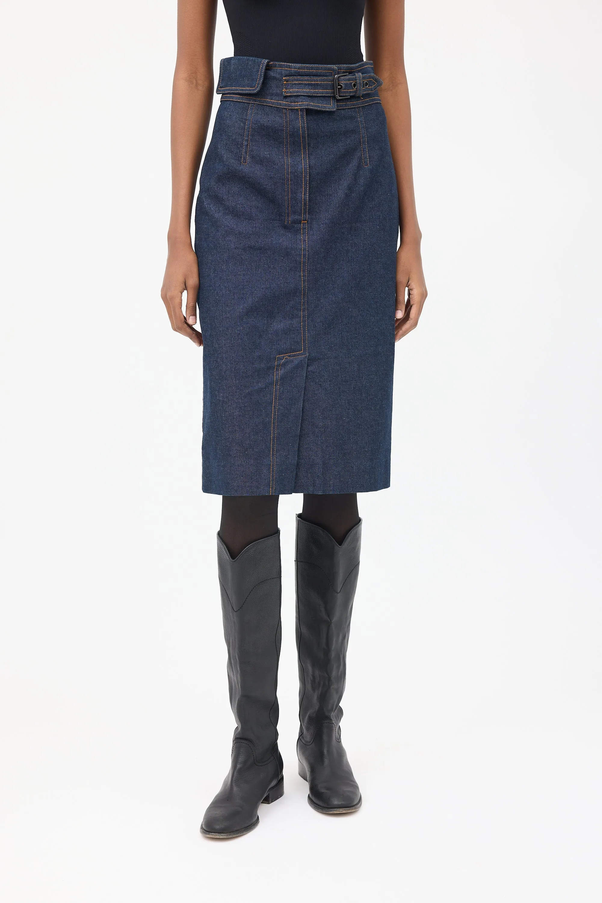 Dark Wash Denim Pencil Skirt