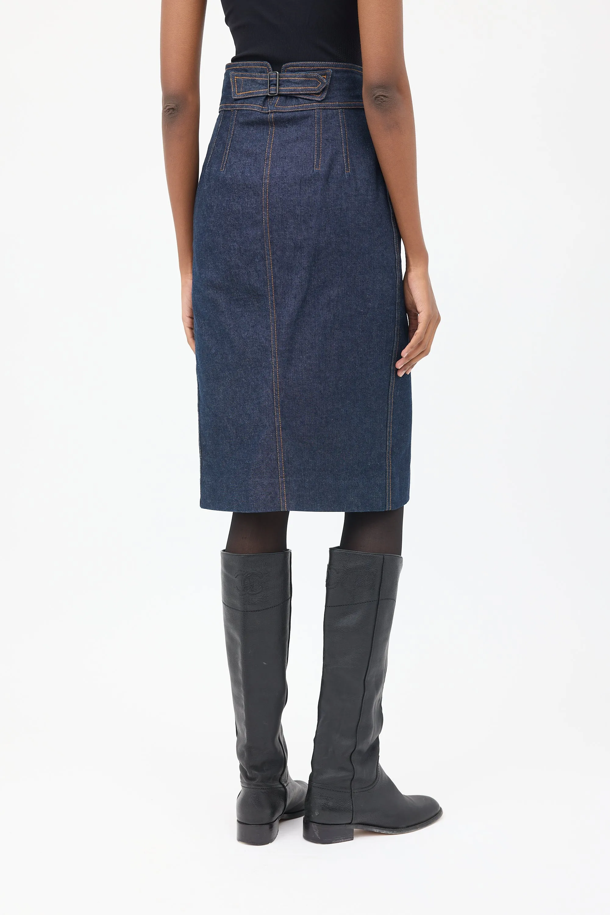 Dark Wash Denim Pencil Skirt