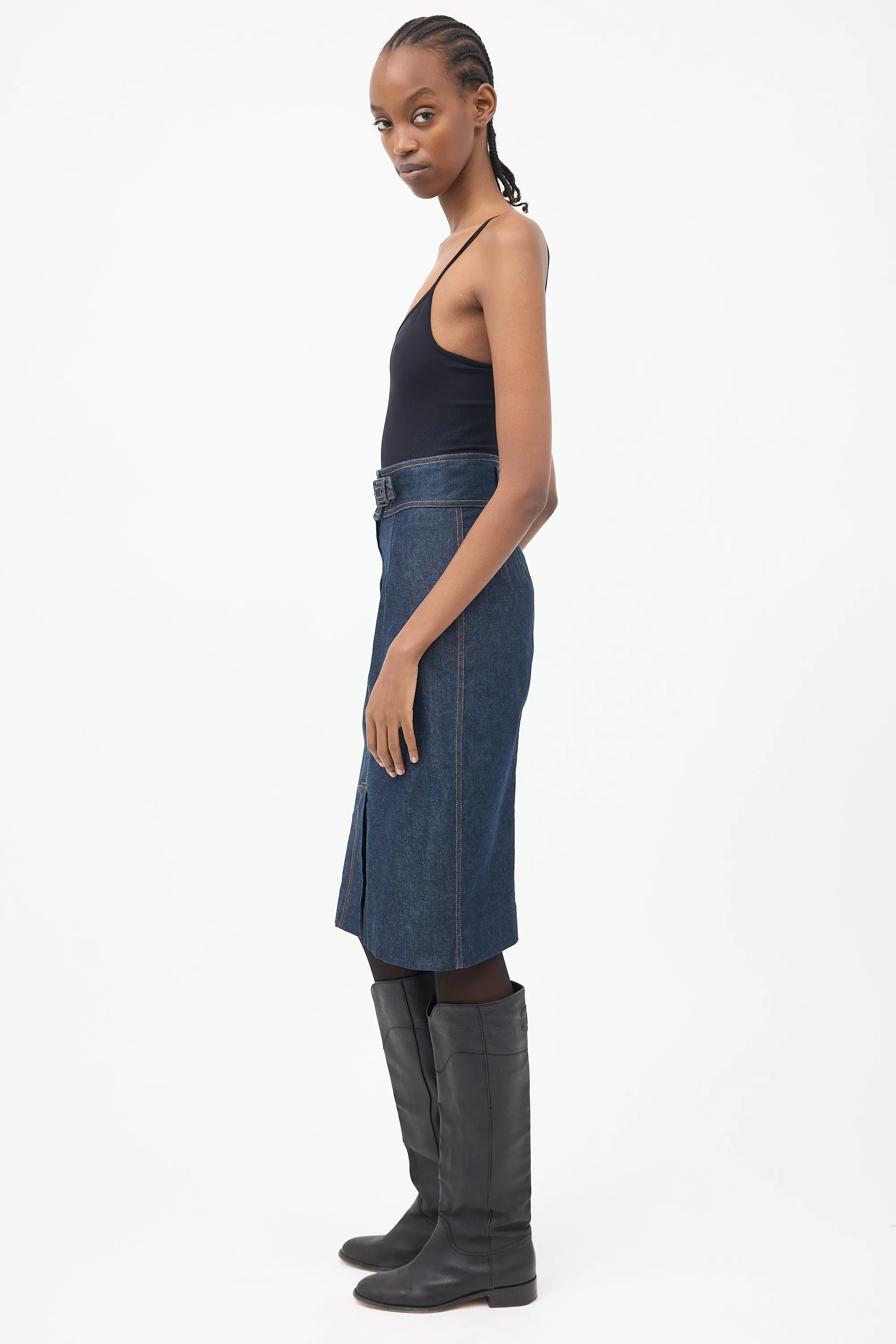 Dark Wash Denim Pencil Skirt