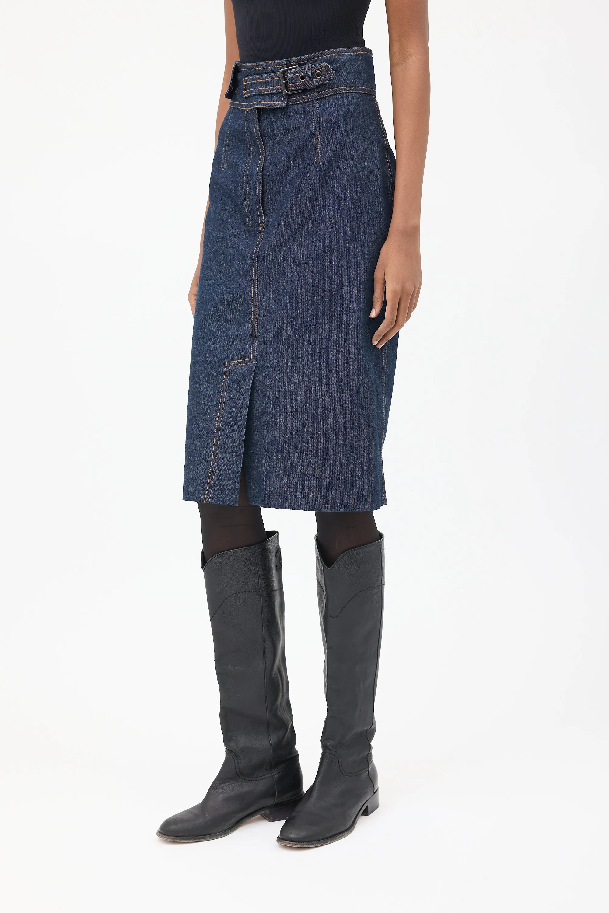 Dark Wash Denim Pencil Skirt