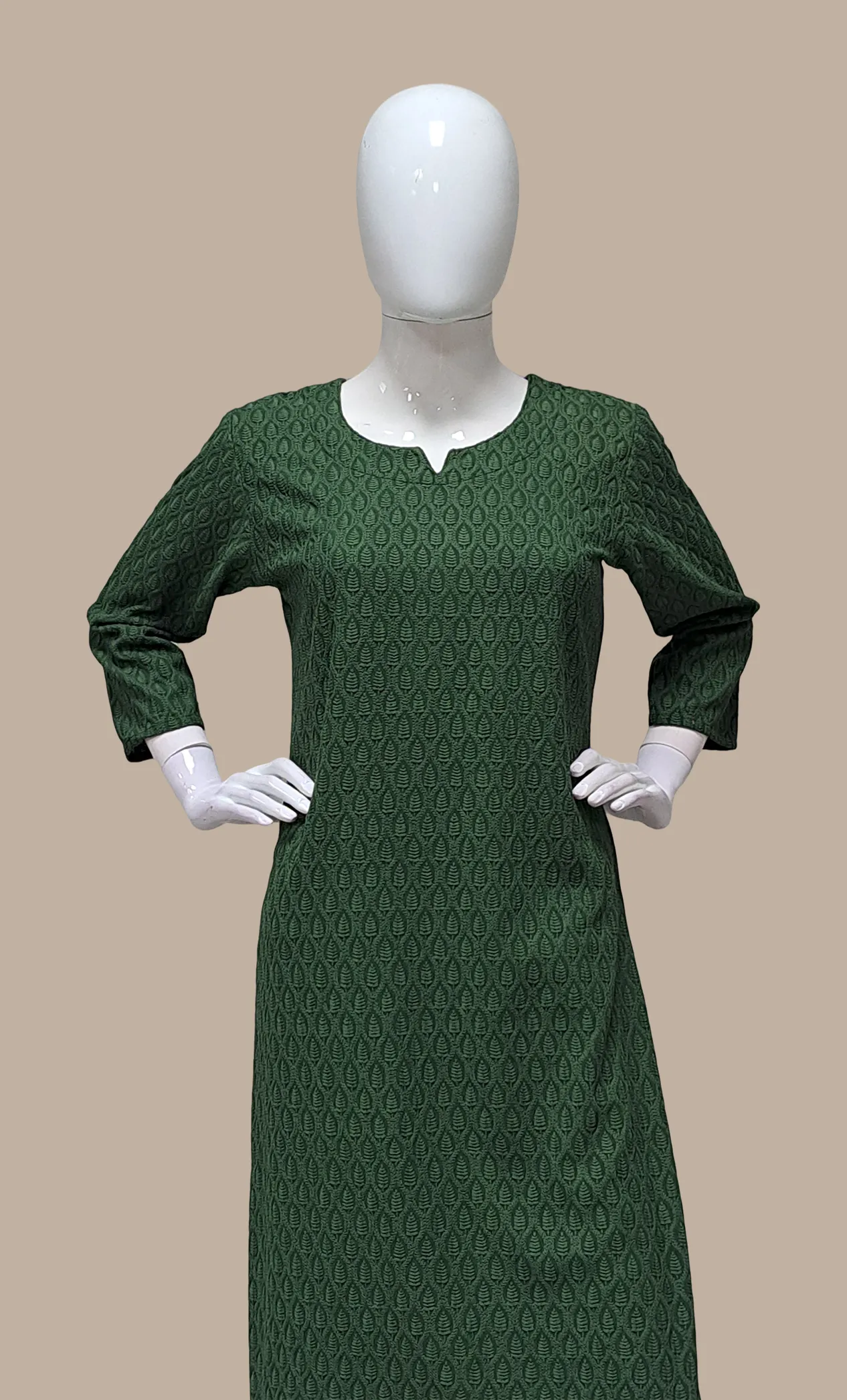 Deep Green Embroidered Kurti Top