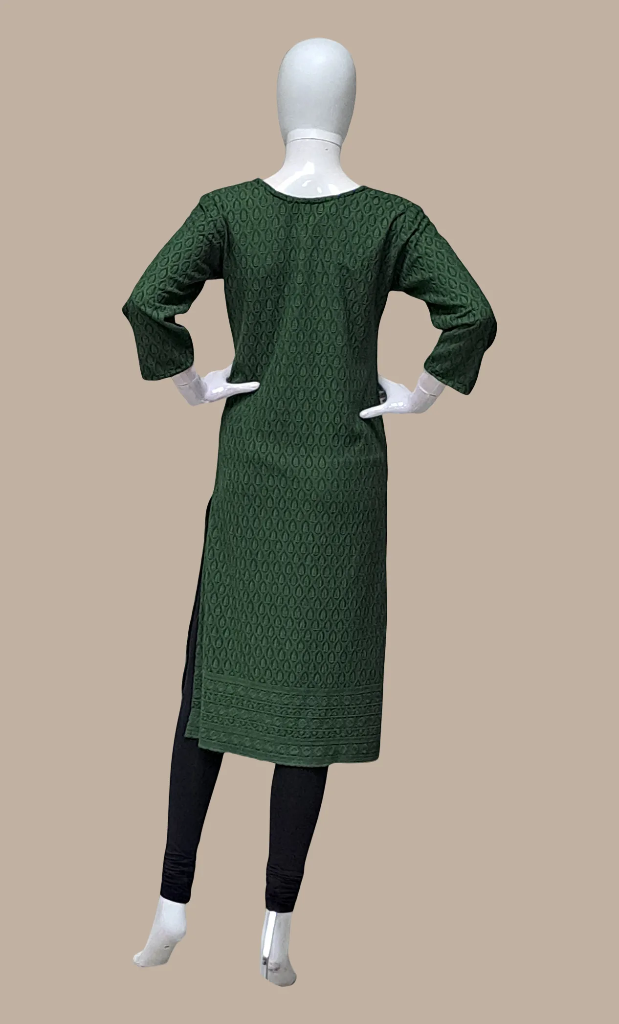 Deep Green Embroidered Kurti Top