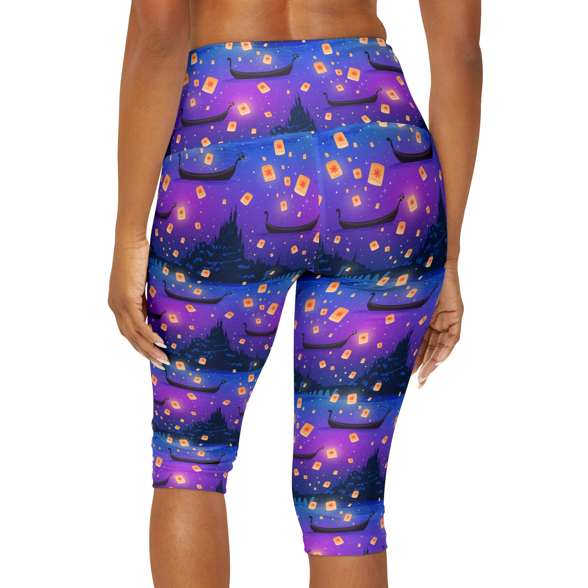 Disney Tangled Rapunzel Floating Lanterns Athletic Capri Leggings