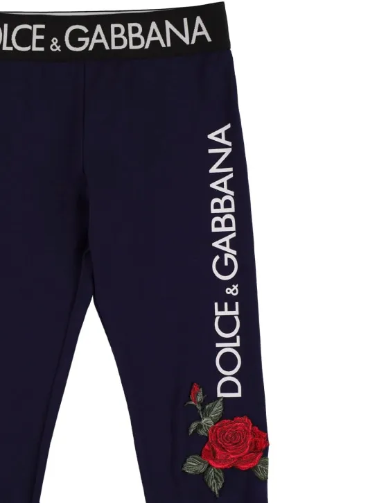 Dolce&amp;Gabbana   Logo print cotton leggings w/logo tape 