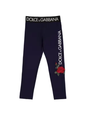 Dolce&amp;Gabbana   Logo print cotton leggings w/logo tape 