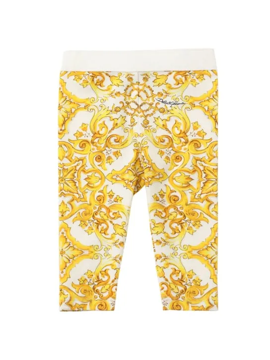 Dolce&amp;Gabbana   Maiolica print cotton jersey leggings 