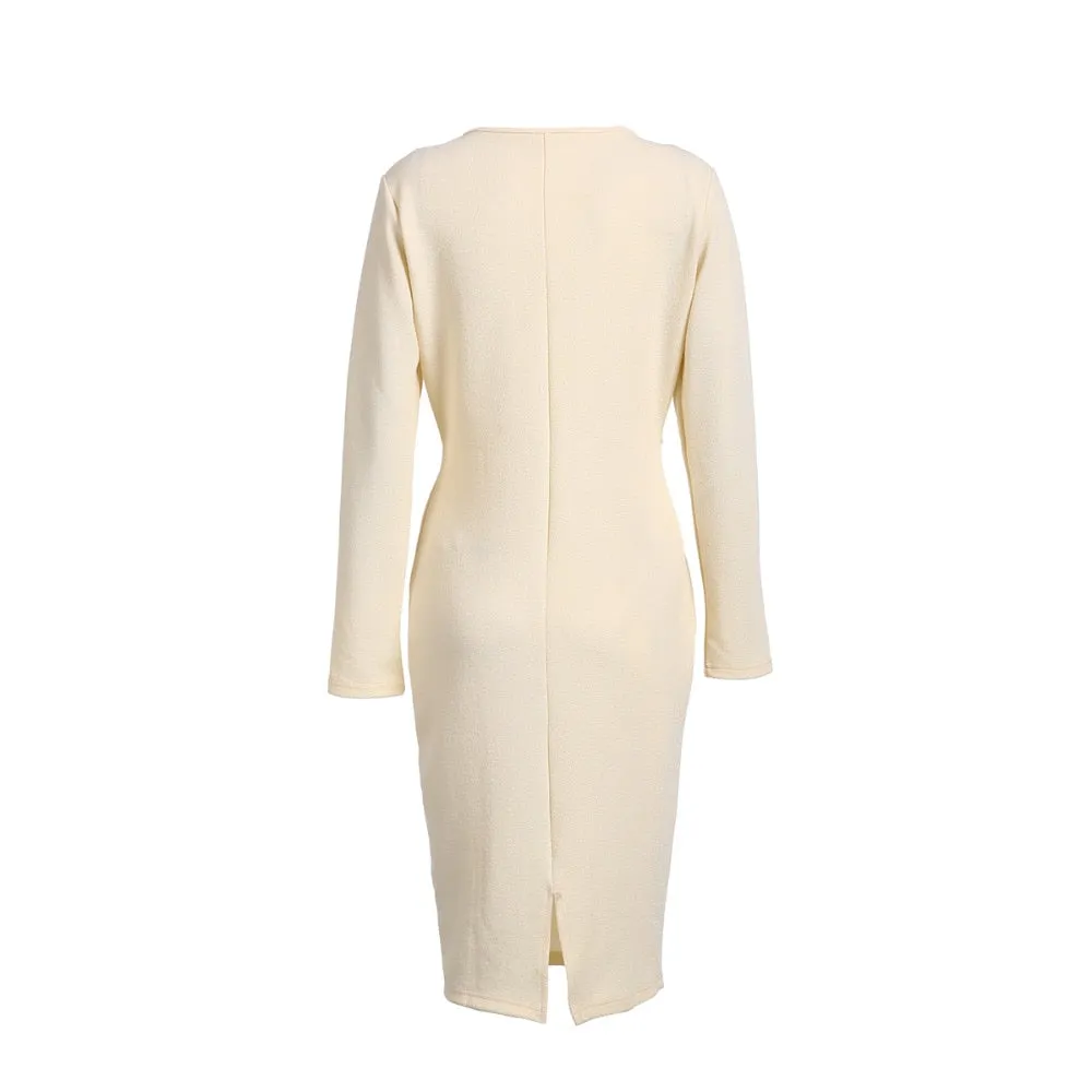 DressBetty - Long Sleeve Deep V-Neck Bandage Bodycon Evening Party Dress Plus Size S-XXL