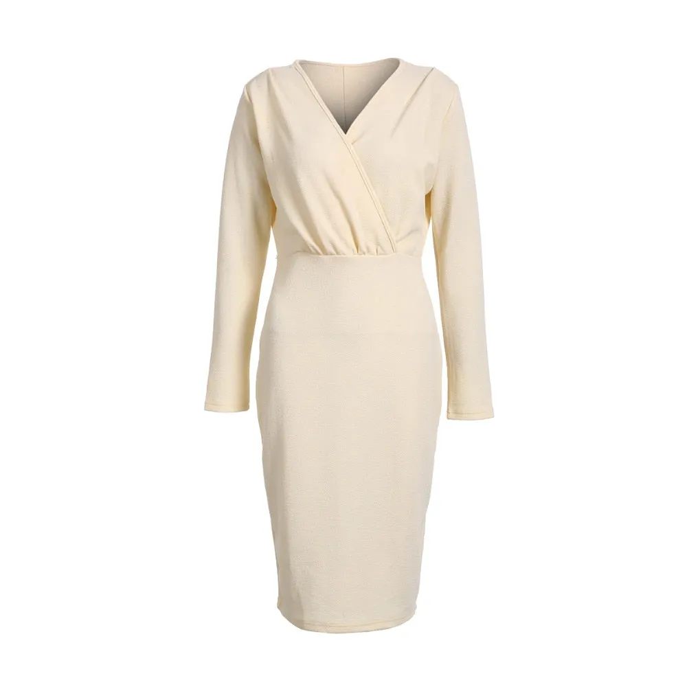 DressBetty - Long Sleeve Deep V-Neck Bandage Bodycon Evening Party Dress Plus Size S-XXL