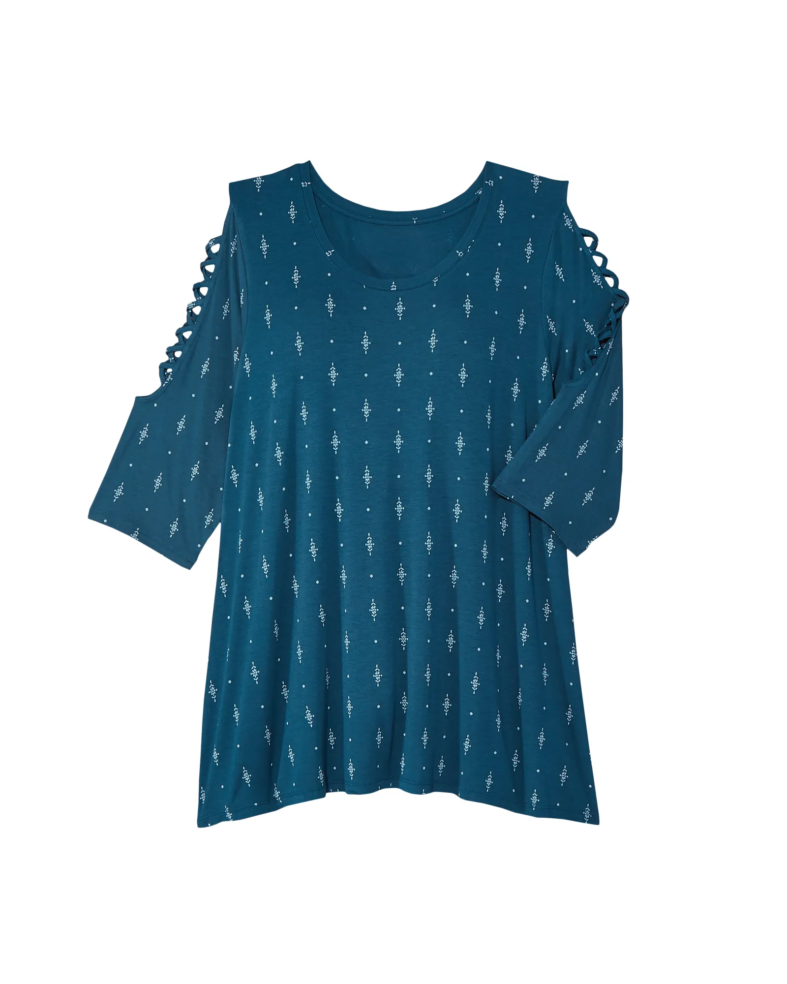Eloise Tunic with Lace Up Sleeves | Navy / Ivory