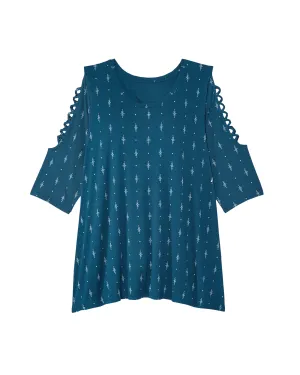 Eloise Tunic with Lace Up Sleeves | Navy / Ivory