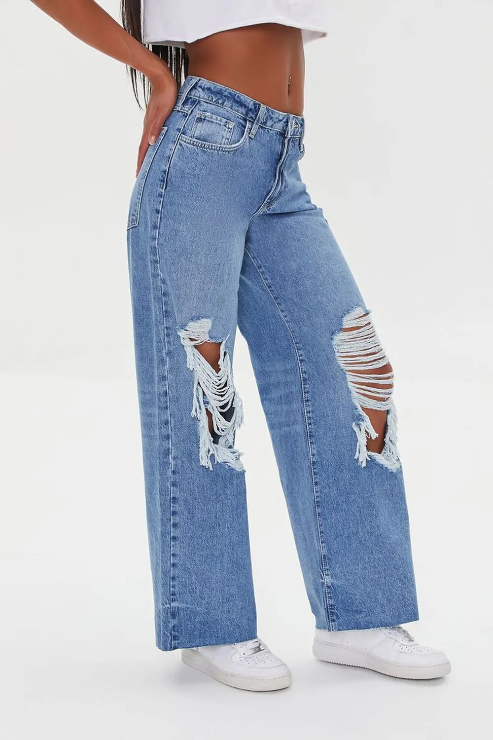 Forever 21 Wide Washed Jeans, Denim