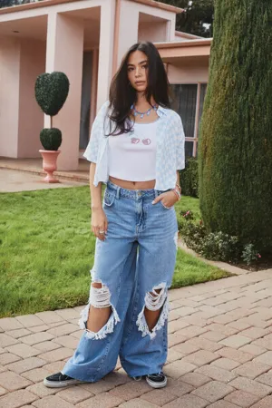 Forever 21 Wide Washed Jeans, Denim