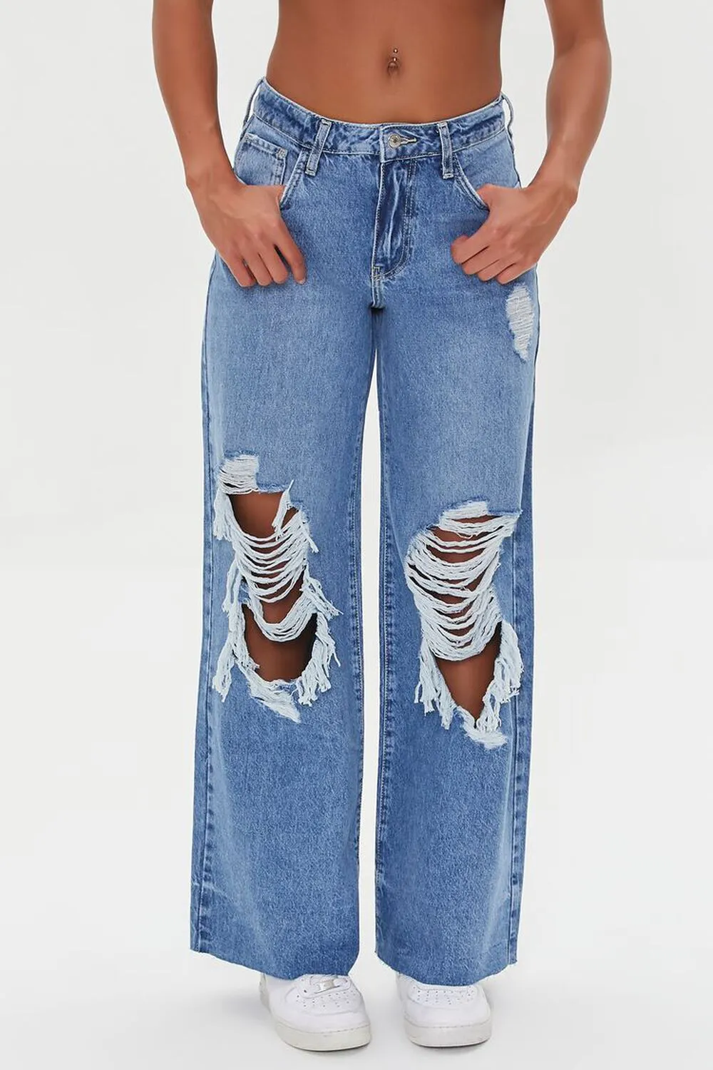 Forever 21 Wide Washed Jeans, Denim