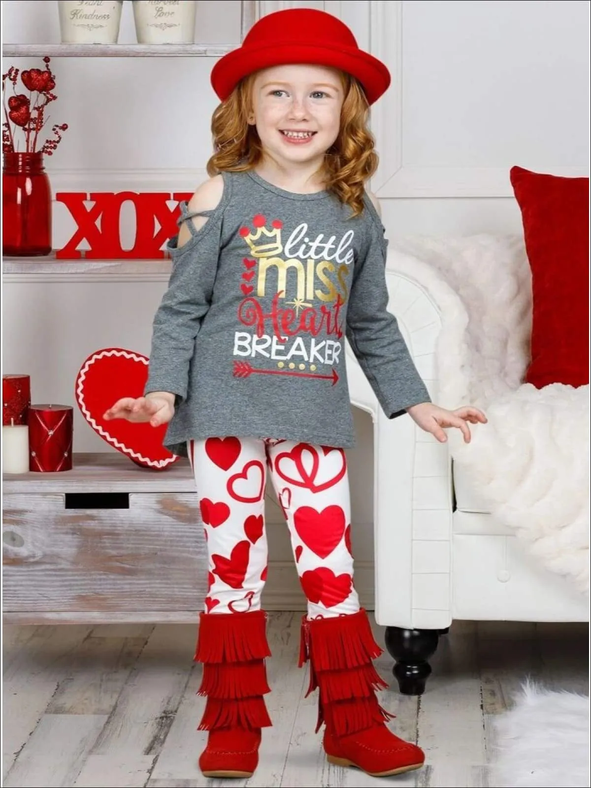 Girls "Little Miss Heart Breaker" Top & Leggings
