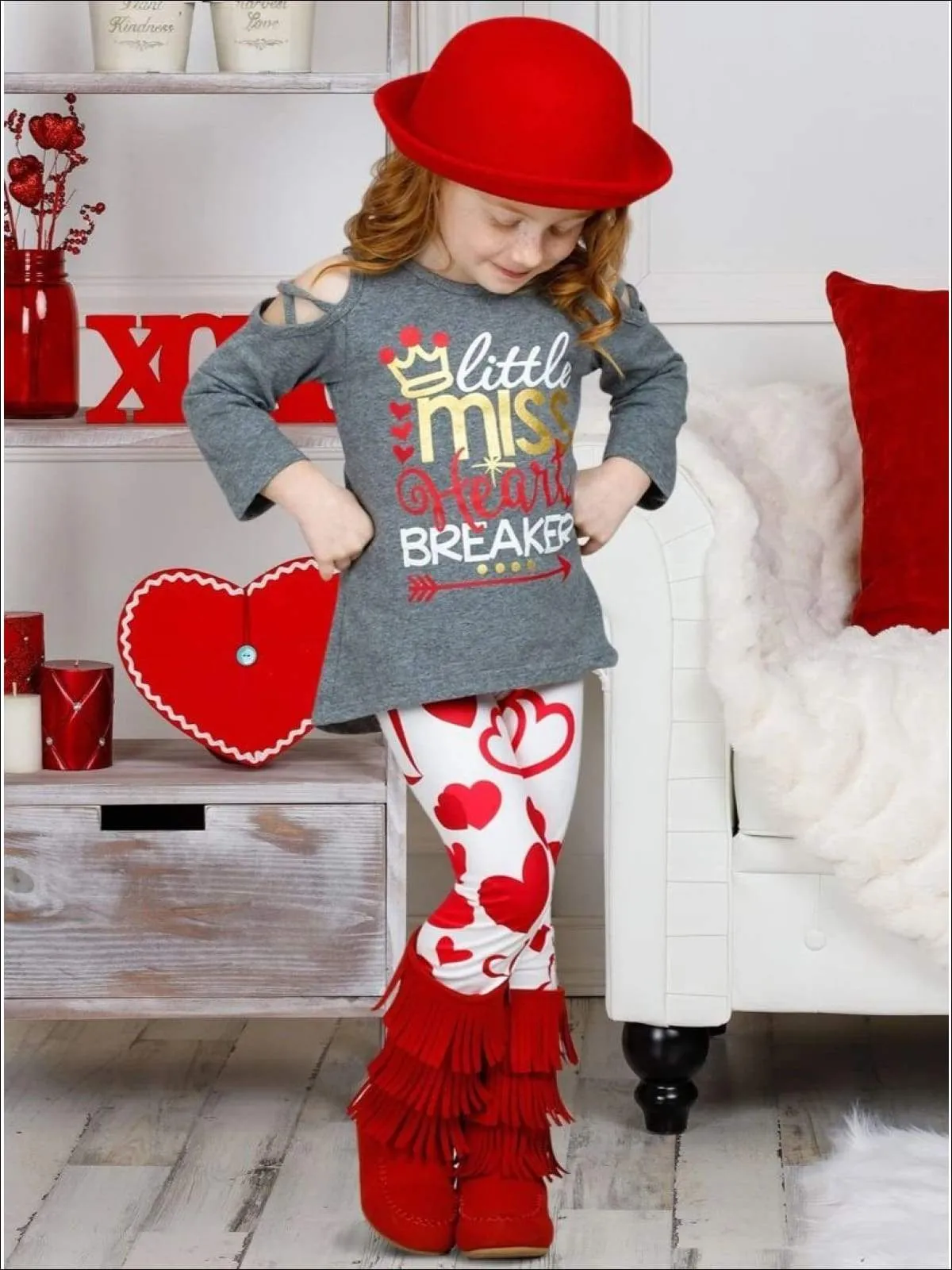 Girls "Little Miss Heart Breaker" Top & Leggings