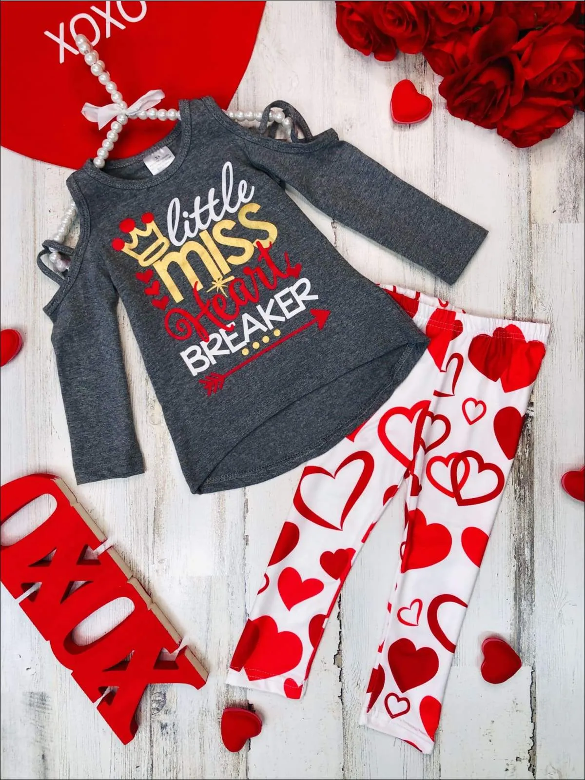 Girls "Little Miss Heart Breaker" Top & Leggings