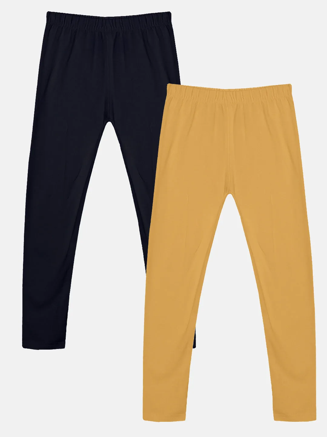 Girls Solid Leggings Pack of 2