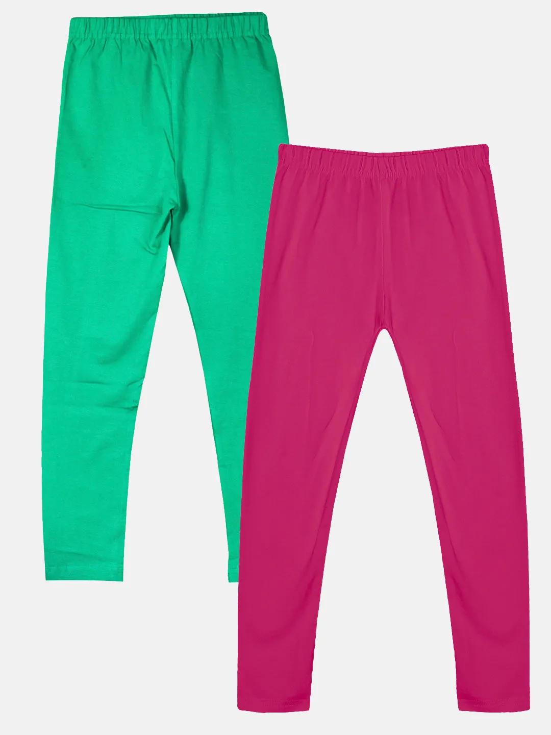 Girls Solid Leggings Pack of 2