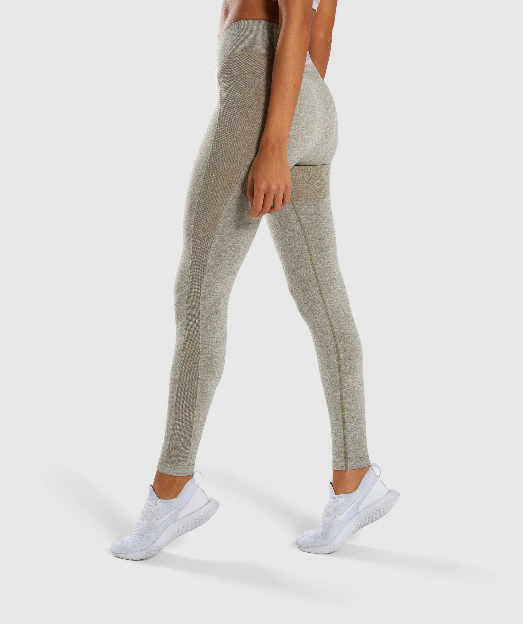 Gymshark Flex High Waisted Leggings - Washed Khaki Marl/Blush Nude