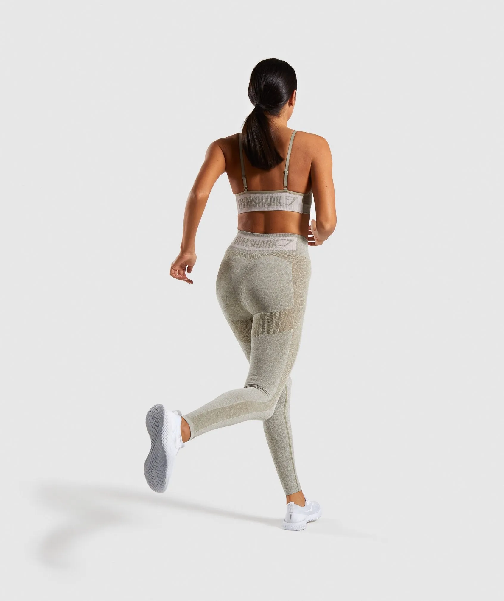 Gymshark Flex High Waisted Leggings - Washed Khaki Marl/Blush Nude