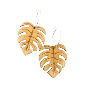 Hawaii Wood Earrings | MONSTERA