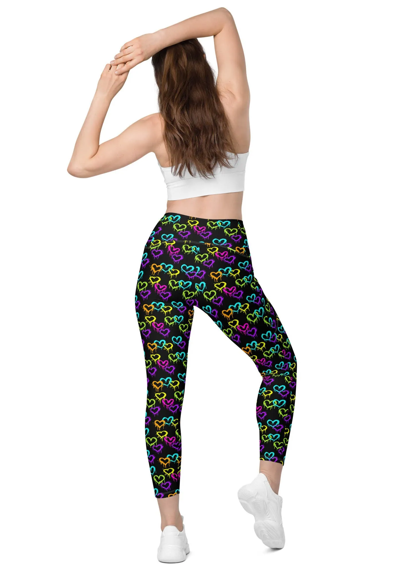 High-Waisted Leggings with Pockets - MELTING HEARTS - BLACK