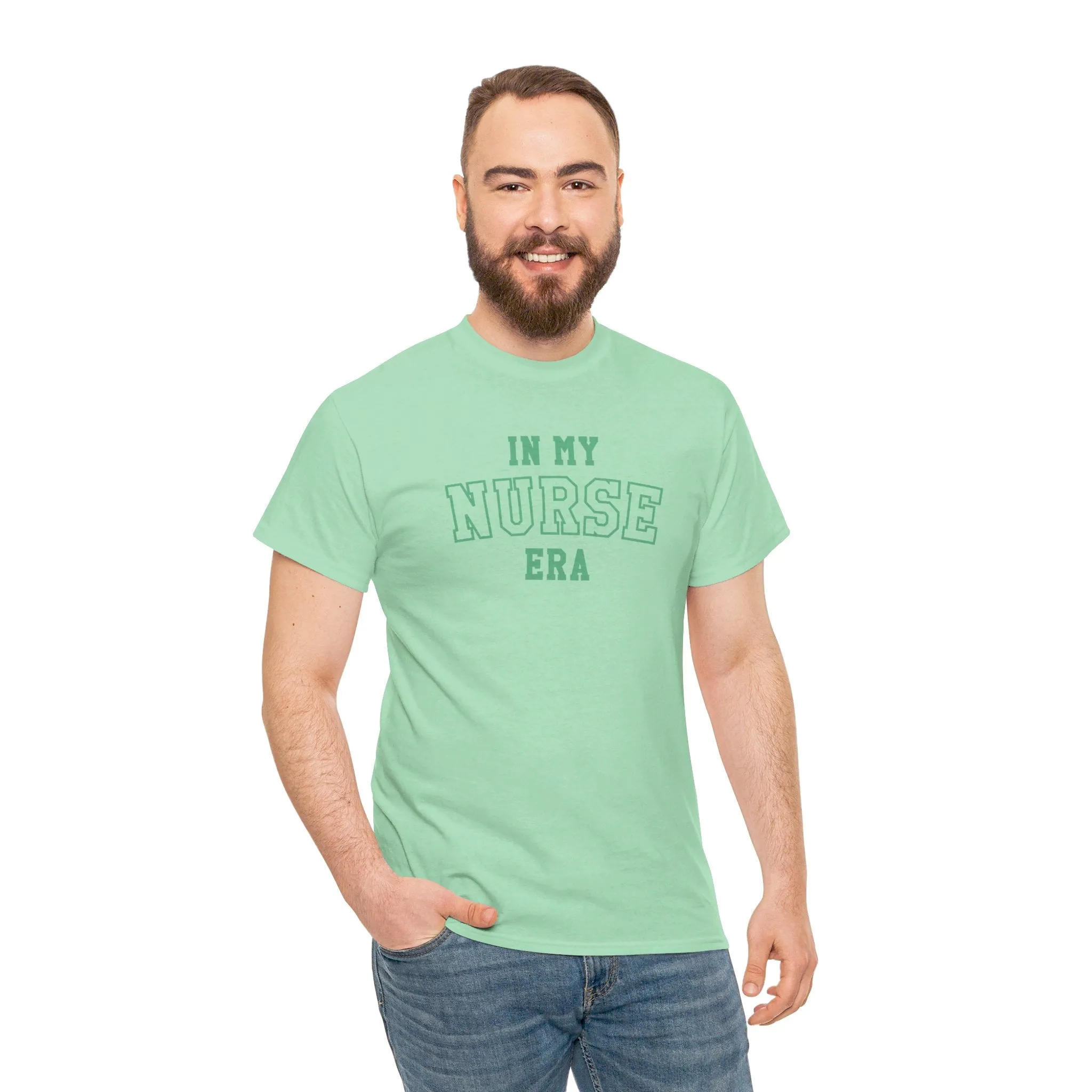 In My Nurse Era Two-Tone College Block Unisex Heavy Cotton Tee