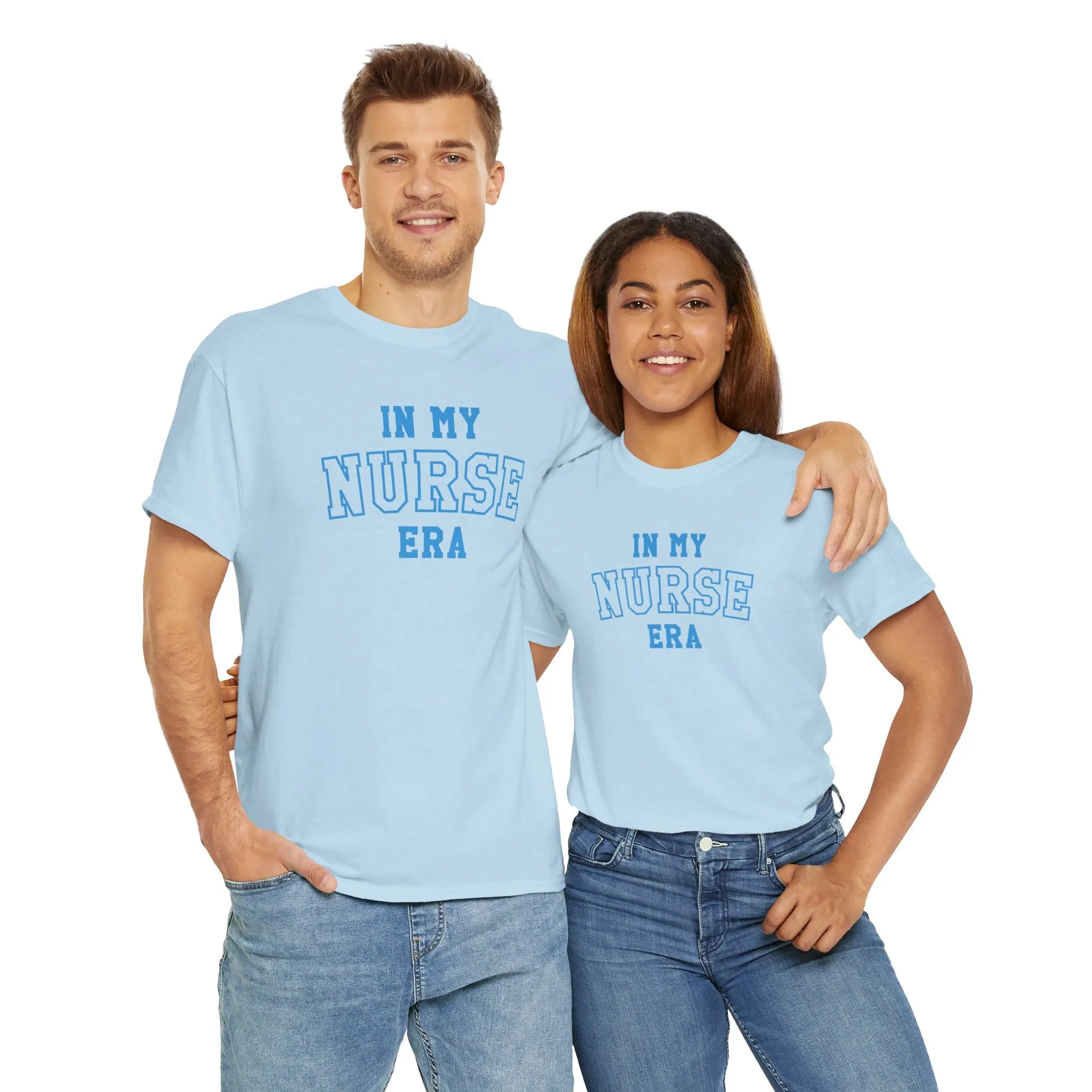 In My Nurse Era Two-Tone College Block Unisex Heavy Cotton Tee