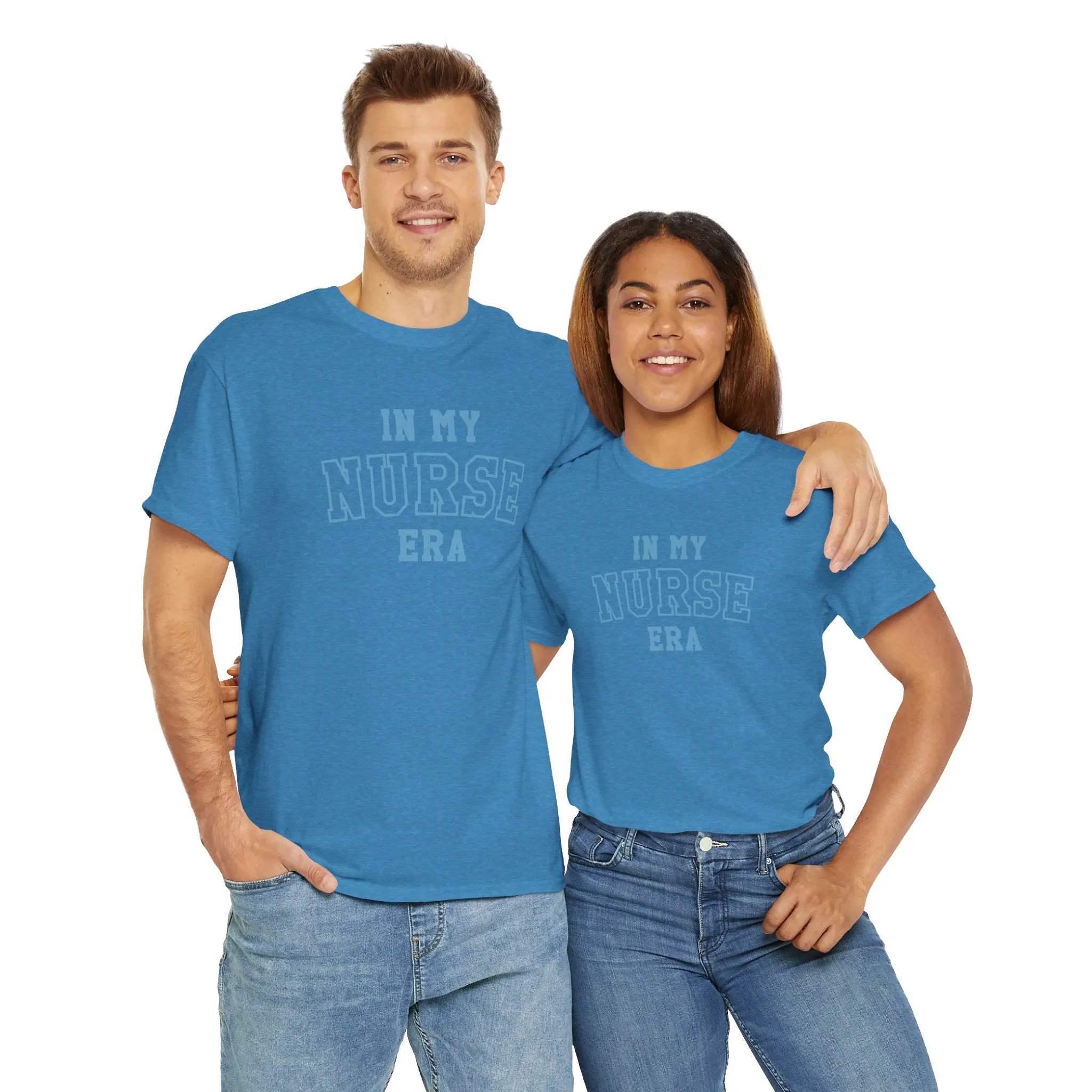 In My Nurse Era Two-Tone College Block Unisex Heavy Cotton Tee