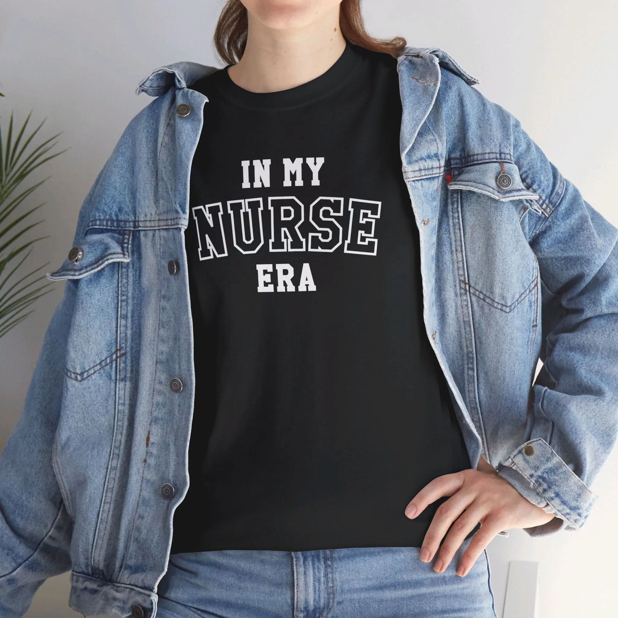 In My Nurse Era Two-Tone College Block Unisex Heavy Cotton Tee