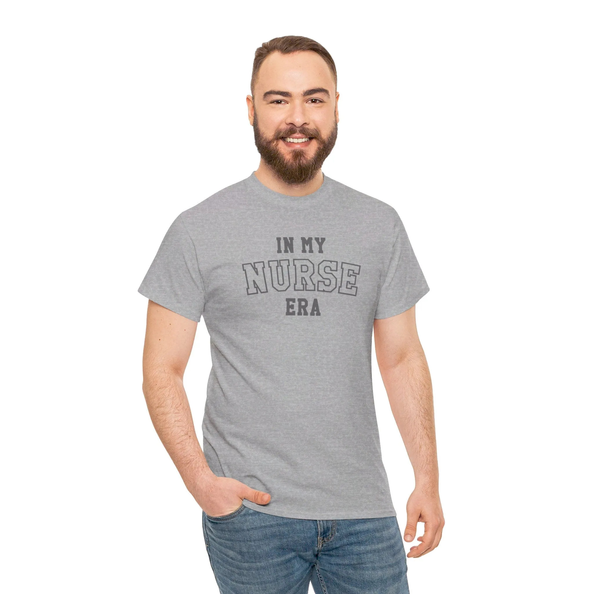 In My Nurse Era Two-Tone College Block Unisex Heavy Cotton Tee