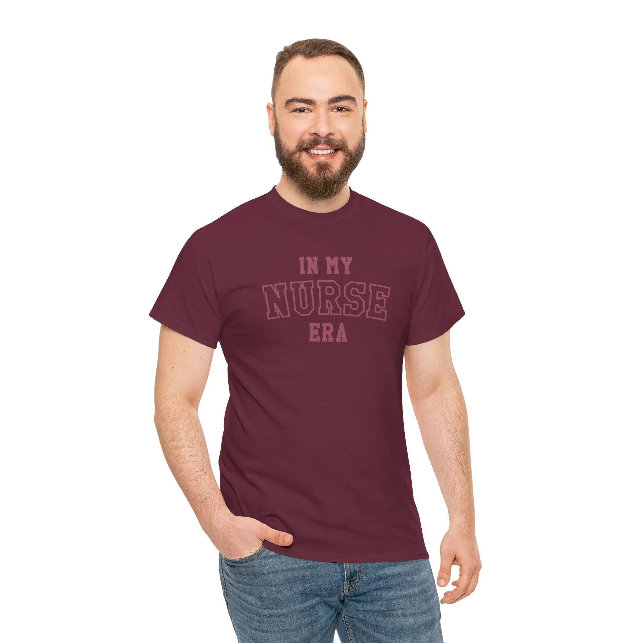 In My Nurse Era Two-Tone College Block Unisex Heavy Cotton Tee