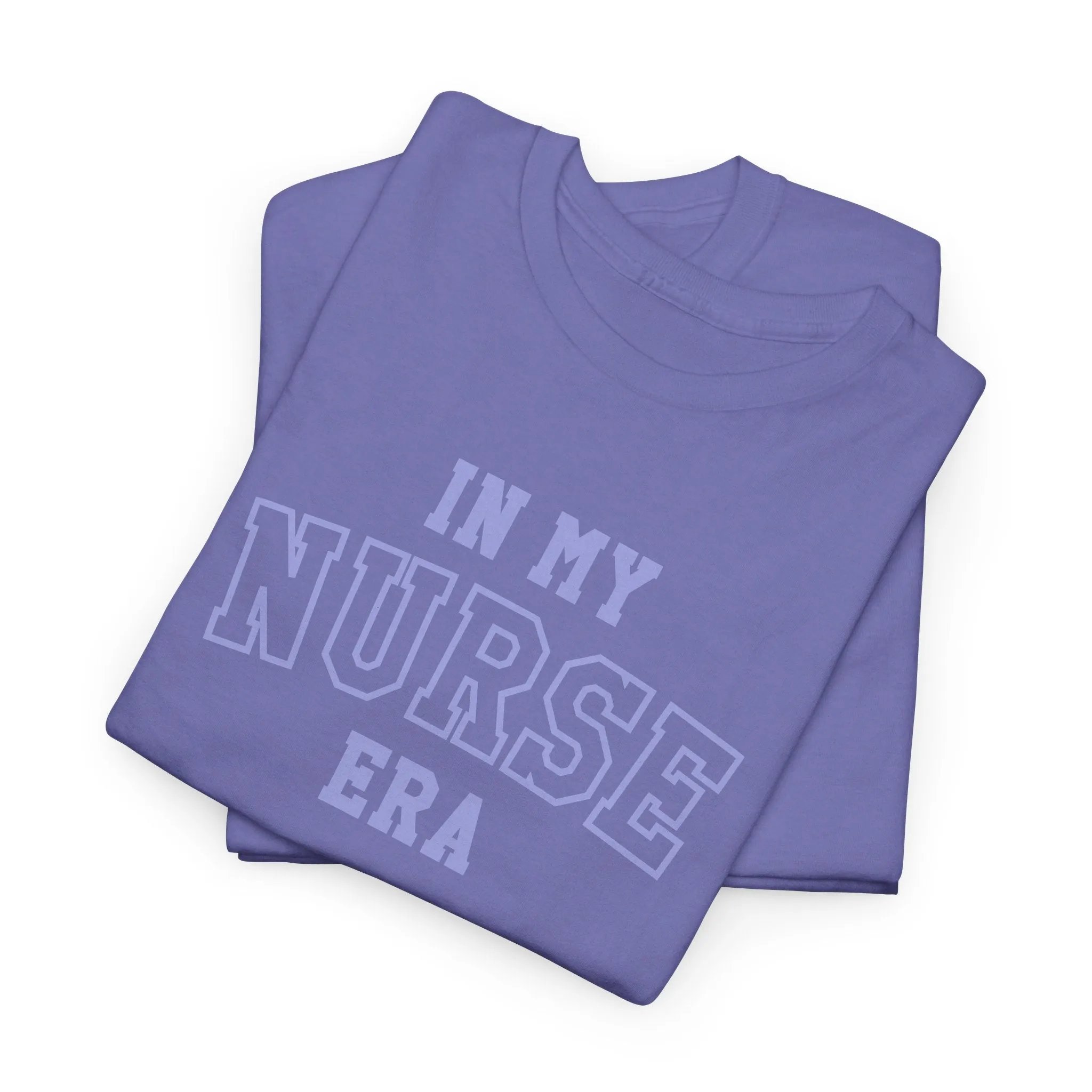 In My Nurse Era Two-Tone College Block Unisex Heavy Cotton Tee