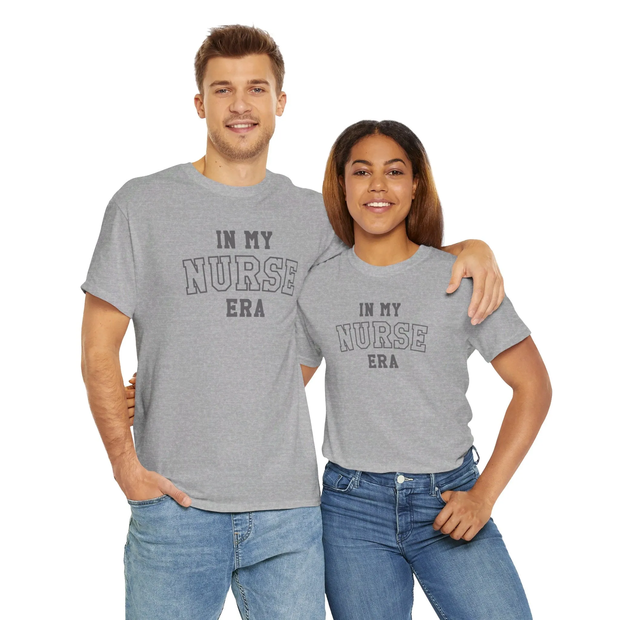 In My Nurse Era Two-Tone College Block Unisex Heavy Cotton Tee