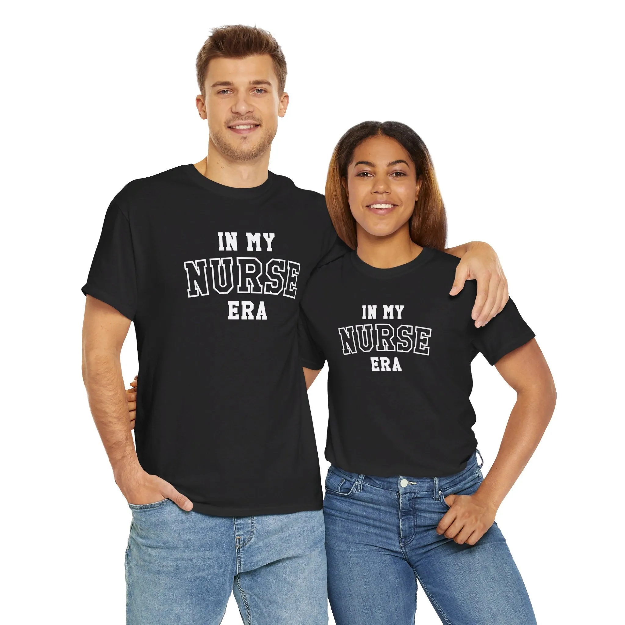 In My Nurse Era Two-Tone College Block Unisex Heavy Cotton Tee